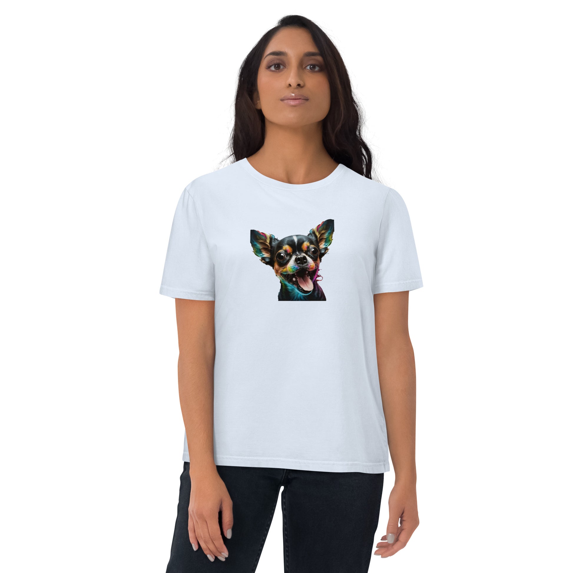 Einzigartiges Style-Statement: Damen-Bio-Baumwoll-T-Shirt mit Crazy Chihuahua Design!