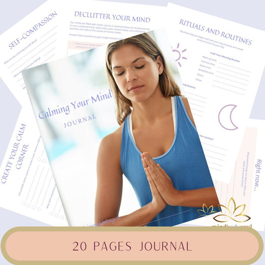 Calming Your Mind Workbook Journal Planner + Guided Meditation - Made By Therapist with 30 + Years Experience - Done For You Content