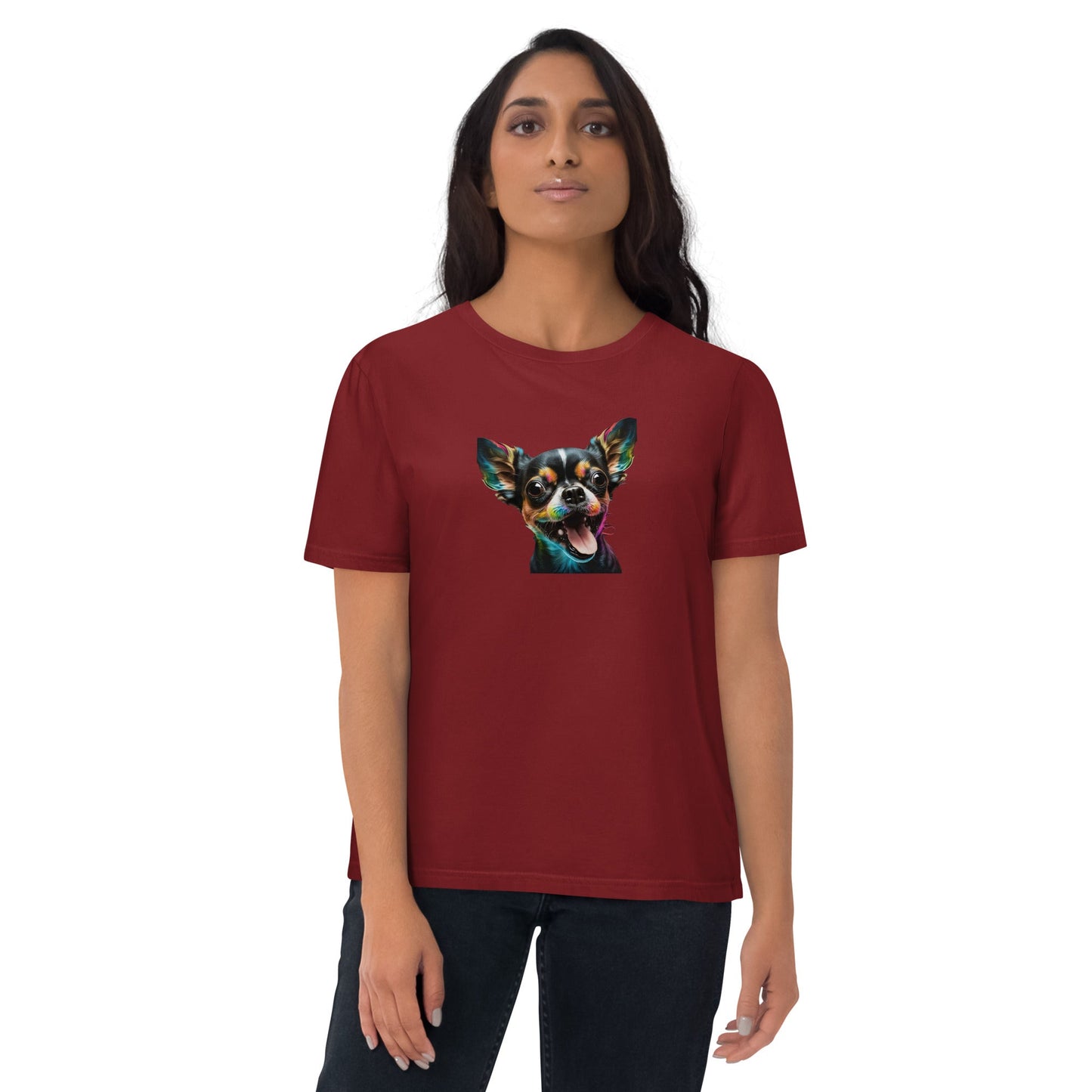 Einzigartiges Style-Statement: Damen-Bio-Baumwoll-T-Shirt mit Crazy Chihuahua Design!