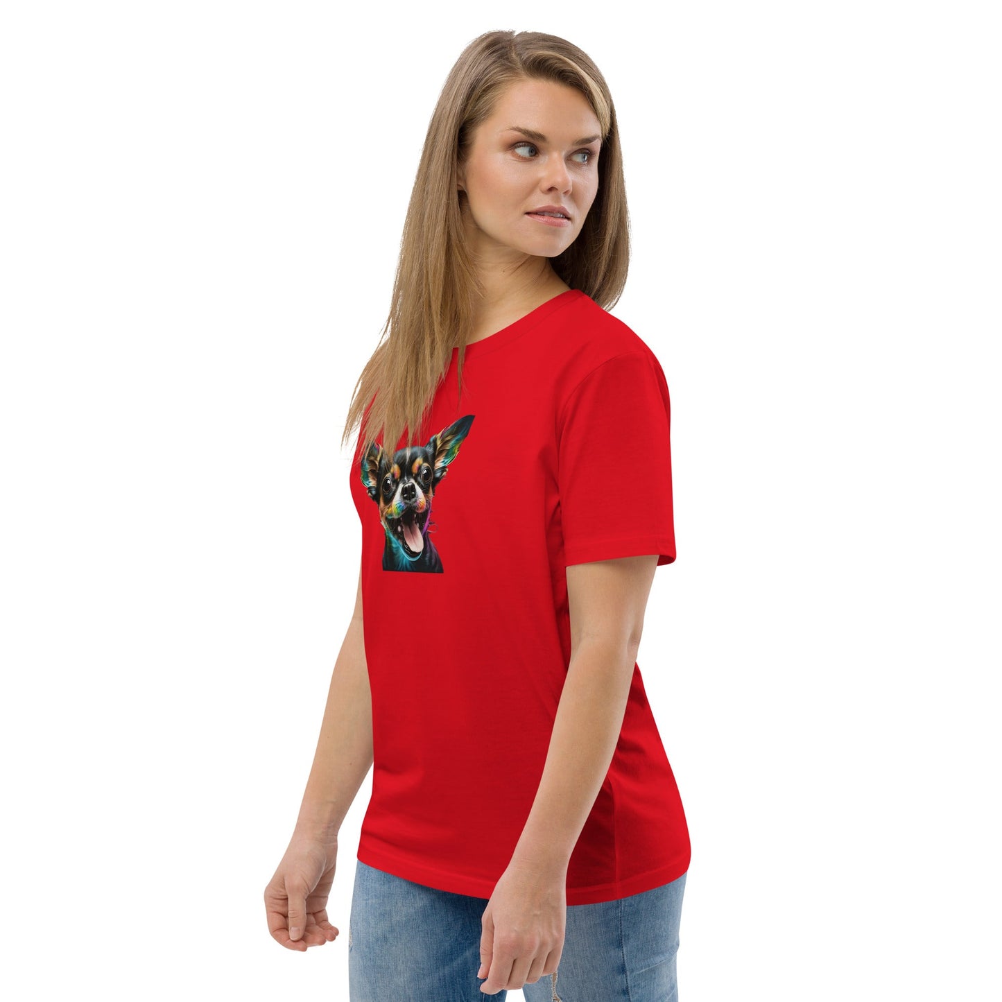 Einzigartiges Style-Statement: Damen-Bio-Baumwoll-T-Shirt mit Crazy Chihuahua Design!