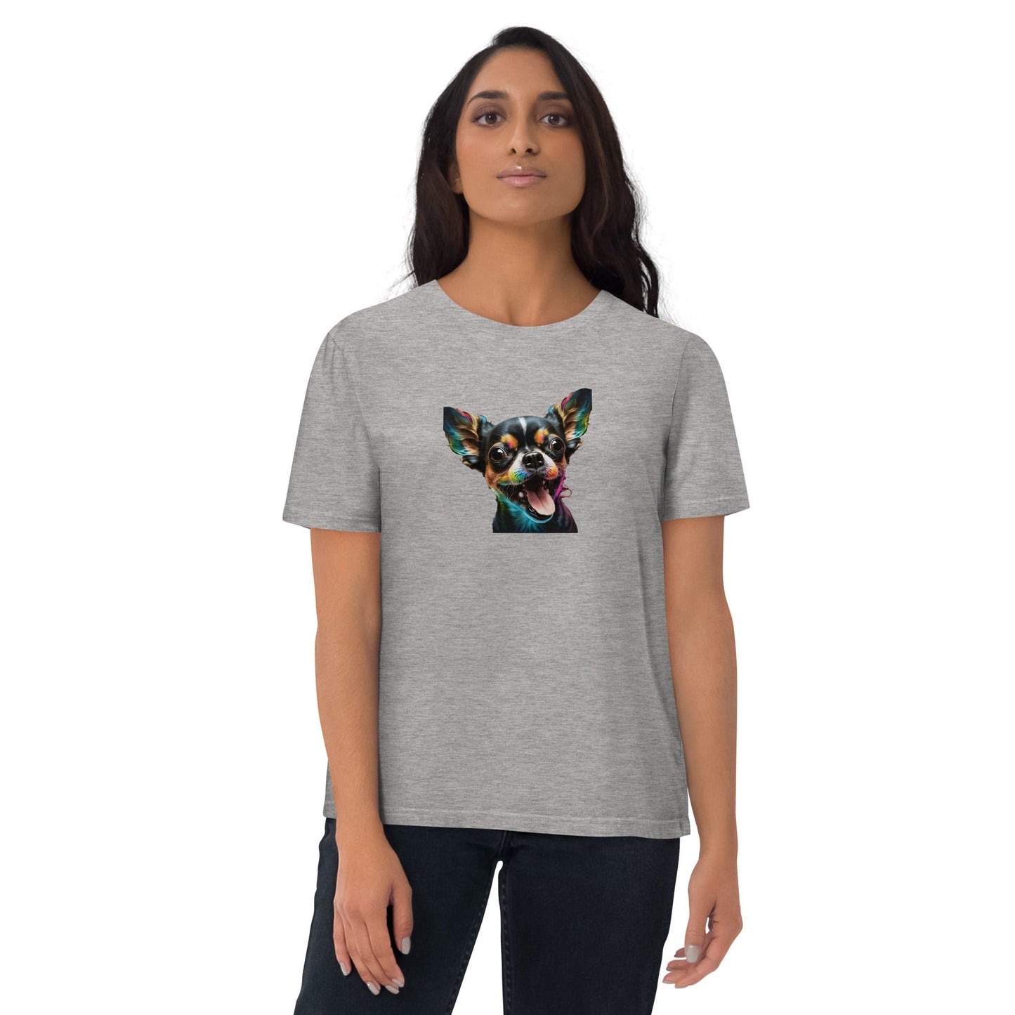 Einzigartiges Style-Statement: Damen-Bio-Baumwoll-T-Shirt mit Crazy Chihuahua Design!