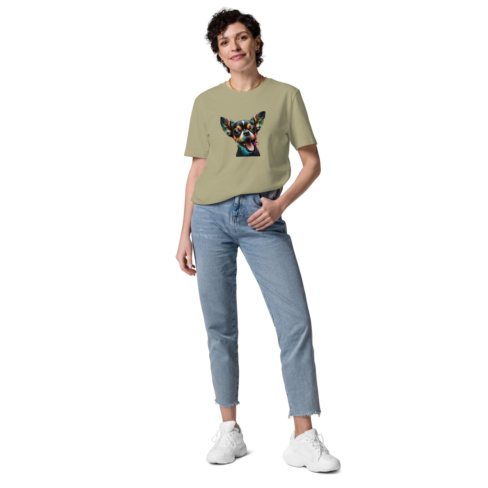 Einzigartiges Style-Statement: Damen-Bio-Baumwoll-T-Shirt mit Crazy Chihuahua Design!