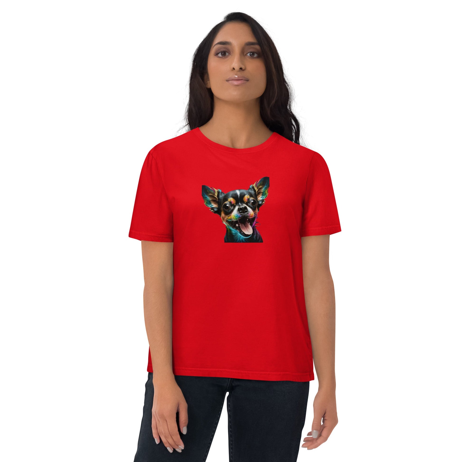 Einzigartiges Style-Statement: Damen-Bio-Baumwoll-T-Shirt mit Crazy Chihuahua Design!