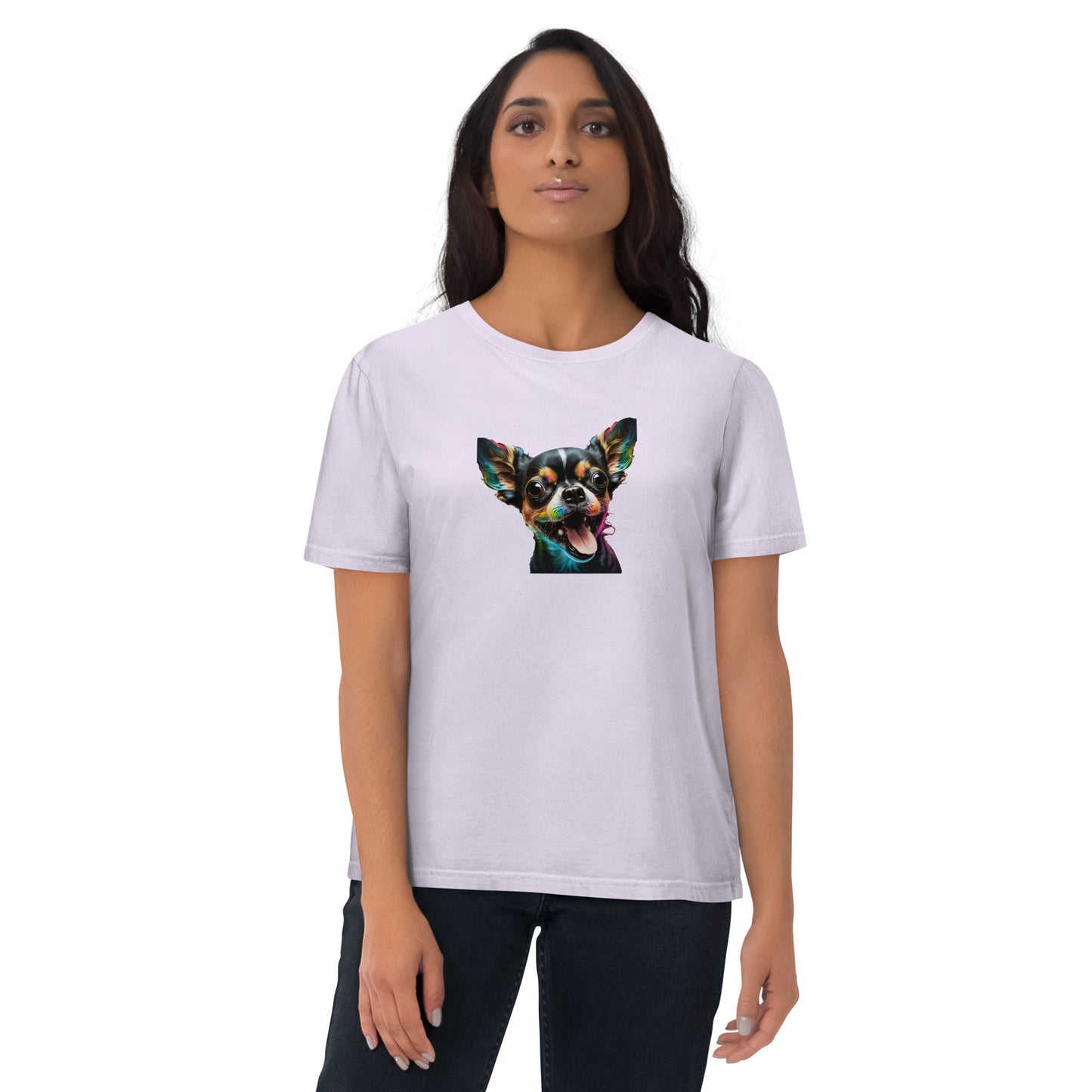 Einzigartiges Style-Statement: Damen-Bio-Baumwoll-T-Shirt mit Crazy Chihuahua Design!