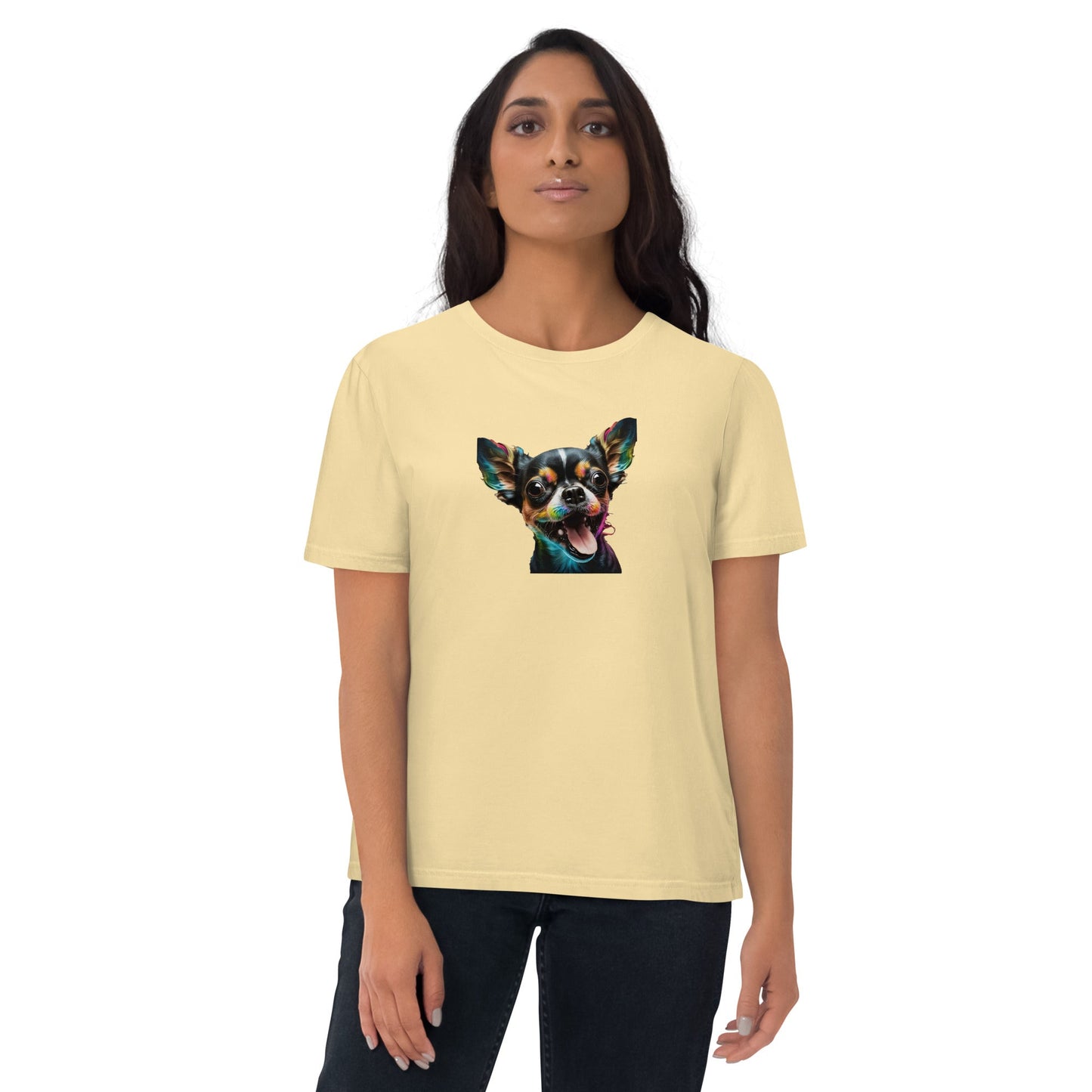 Einzigartiges Style-Statement: Damen-Bio-Baumwoll-T-Shirt mit Crazy Chihuahua Design!