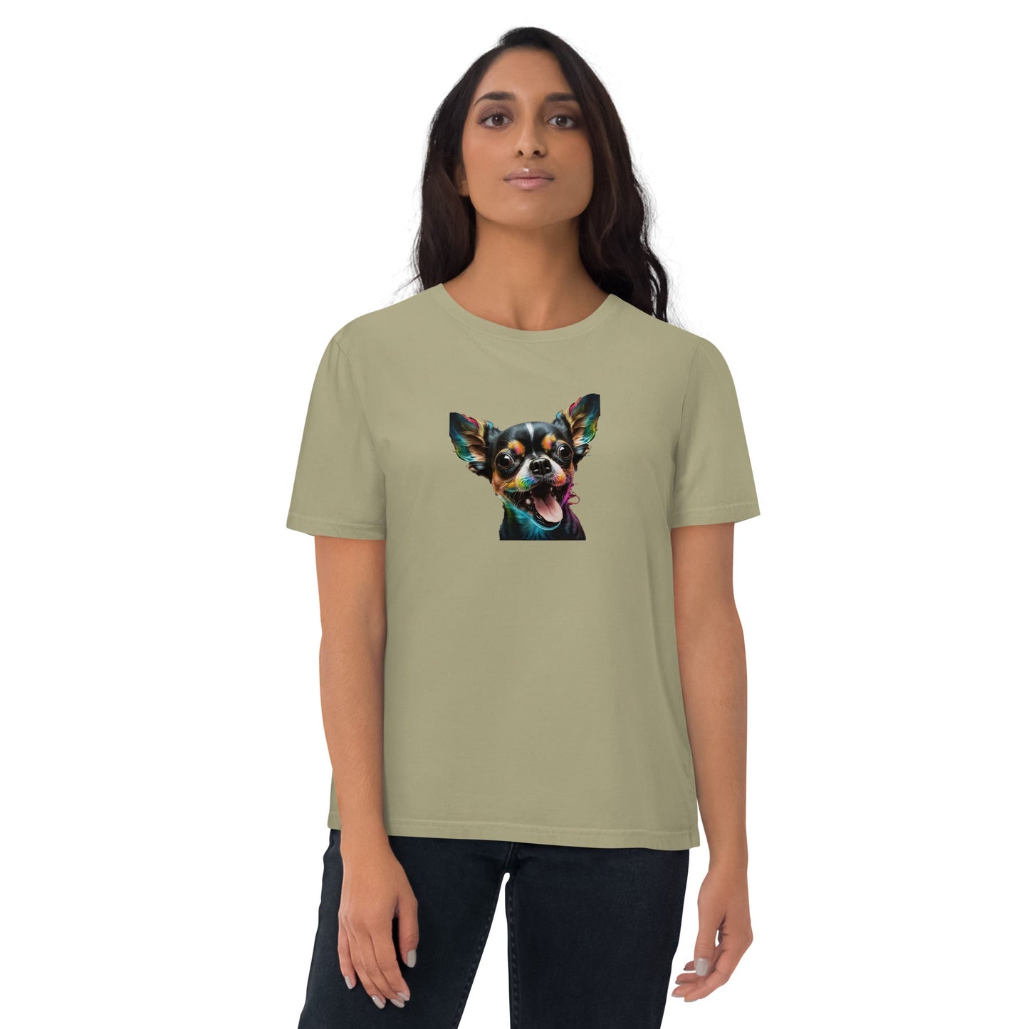 Einzigartiges Style-Statement: Damen-Bio-Baumwoll-T-Shirt mit Crazy Chihuahua Design!