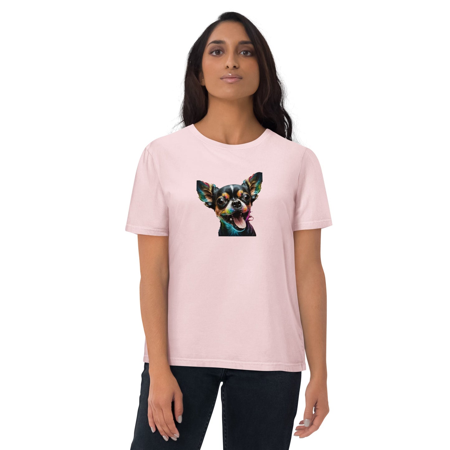 Einzigartiges Style-Statement: Damen-Bio-Baumwoll-T-Shirt mit Crazy Chihuahua Design!