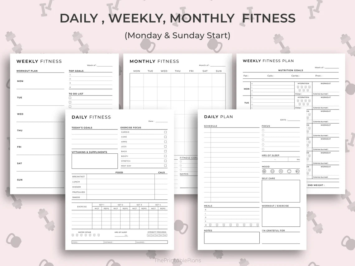 Weight Loss Journal Workout Planner Weight Loss Tracker Digital Fitness Planner for iPad, Hyperlinked PDF for Goodnotes, Notability, Xodo